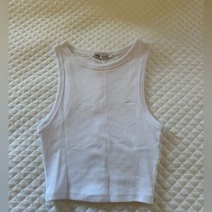 Zara White Ribbed Tank Top